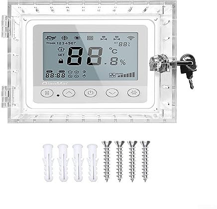 Universal Thermostat Guard With Combination Lock, Thermostat Cover, Thermostat Lock Box With Key, Clear Thermostat Lock Box Includes Wall-Cover(7.28x4.7x2.2Inch)