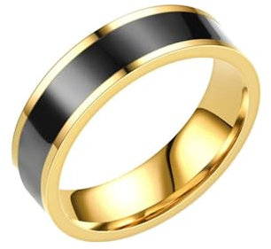 Homxi Herrenring Edelstahl mit Gravur,Rund mit 6MM Herrenring Gold Ring Herren Große 52 (16.6)