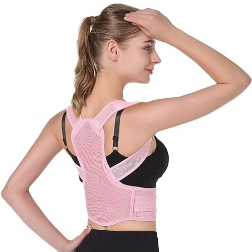 BATCAR Buckelkorrektur, Haltungskorrektur, Haltungstrainer, obere Rückenstütze, Schlüsselbeinstütze, verstellbar (Rosa XL) charitable