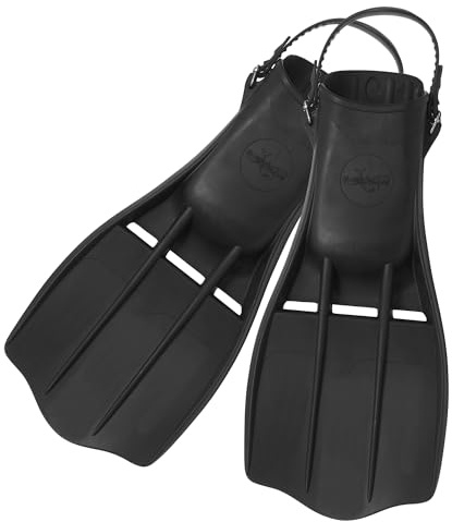 SAEKODIVE Marine Rubber Fins - Adjustable Heel Straps - Scuba Diving and Snorkeling Gear for Adults, Black (XL)