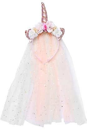 Ipetboom 1stück Einhorn-haarreif Mit Schleier Verspieltes Party-accessoire Für Mädchen Für Geburtstagsfeiern Cosplay Und Feste Elegantes Design Mit Zauberhaften Einhorn-elementen