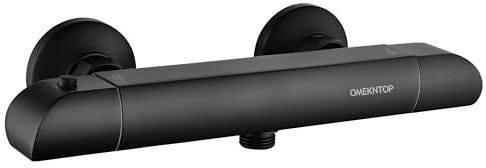 OMEKNTOP Thermostatische Mischbatterie für Dusche, Schwarz, Thermostat-Duscharmatur mit 38℃ Sicherheitsknopf, Duscharmatur mit Verbrühungsschutzfunktionen