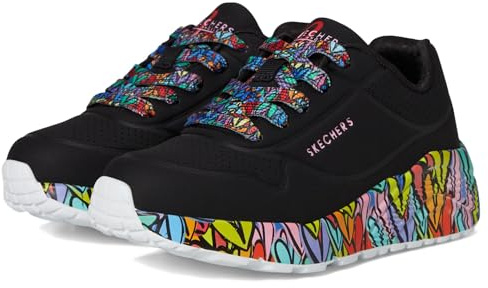 Skechers Girl's Uno Lite Subtle Love Sneaker, Nero, 5.5 UK Child