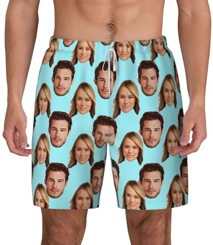 LSDINDF Personalisierte Strandshorts, Personalisierte Foto Badeshorts, lustige Strandshorts mit Personalisierte Gesicht, Geschenk für Vater, Freund, Ehemann.