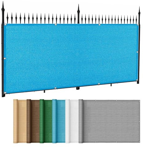 Pantalla Privacidad Balcon 100 x 220 cm Protección UV Resistente Al Viento Malla Ocultacion Balcon con Cuerda y Bridas para Balcón Exterior, Azul