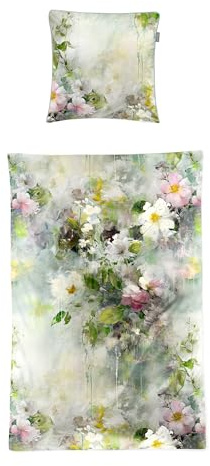 Irisette Mako-Satin Bettwäsche Tokio 8572 grün 1 Bettbezug 135 x 200 cm + 1 Kissenbezug 80 x 80 cm