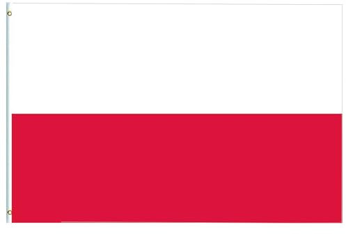 Bandera grande de Polonia de 5 x 3 pies, doble cara con ojales de latón, colores vivos y resistentes a la decoloración UV, banderas nacionales de Polska para decoraciones Oly 2024, decoración de