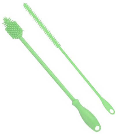 Strohhalmreiniger und Flaschenbürste, Wiederverwendbare Strohhalmbürste Silikon-Flaschenbürste Babyflaschen-Reinigungsbürste Extra Lange Strohhalm-Reinigungsbürste für Gläser Glas (Grün)