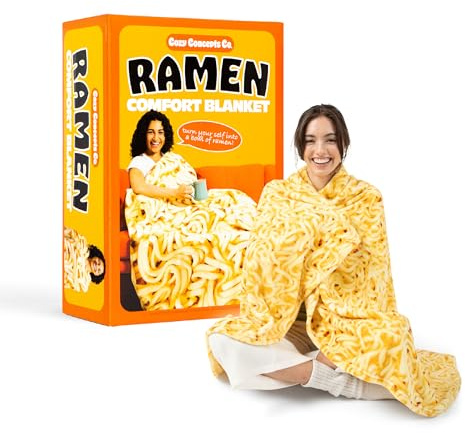 Cozy Concepts Co. Ramen Comfort Blanket by Relatable, Viral Trend Inspired, Looks Like a Giant Bowl of Ramen Noodles to Wrap Yourself Up In, Great for Room Decor or Gifts, Large Size 65” Throw Blanket