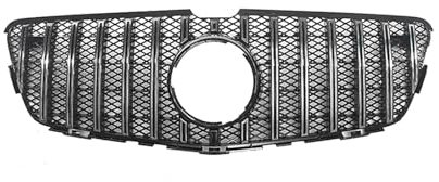 Auto Kühlergrill Kühlergrill Für Benz R-Klasse W251 R300 R320 R500 R280 2010 2011 2012–2017 GT Silber/Schwarz Oberer Stoßstangenhauben-Netzgrill Front Kühlergrill(Silber)