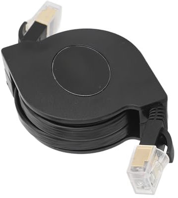10Gbps 600MHZ Bandwidth, Retractable Cat7 Cable Portable Copper Flat Ethernet Network High Speed Patch Cord 1.5meter, Built In Junction Box, Copper, PVC