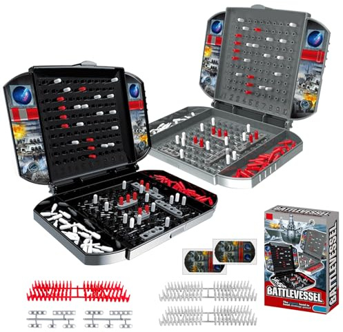 LURNODY Juego de Mesa de Batalla Naval de Hundir Barcos, Juego de Mesa Clásico Hundir la Flota, Juego de Mesa de Estrategia Batalla Naval Juguete, Uego de Estrategia a Partir de 4 Años