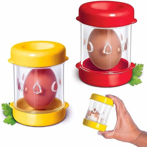Zheigaoxea 2pcs Boiled Egg Peeler, Manual Eggshell Cutter, Kitchen Gadget, Red and Yellow, White and Black