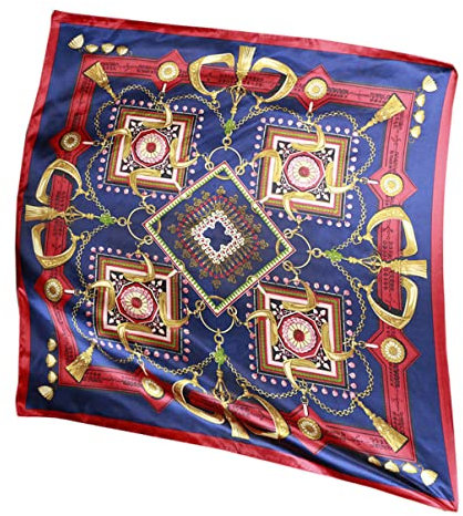 SOIMISS 1stück Stylische Geometrische Seidenschal Für Damen Und Luftzirkulationsdecke Blau Und Rot Atmungsaktiv Und Elegant Für Jahreszeit