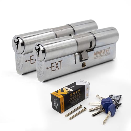 Fullex Kinetica+ K4 3* Keyed-Alike Euro Cylinder Door Locks - Chrome, 45/50 (95mm)
