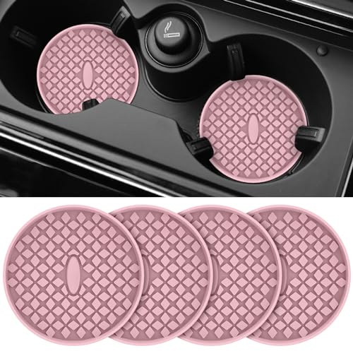 STLIAN Auto-Becheruntersetzer [4er-Pack] Silikon-Becherhalter-Matten, rutschfeste versenkte Auto-Innenraumzubehör Dusty Rose