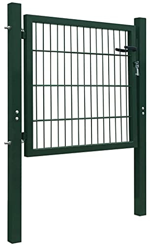 Porte de clôture en acier - Clôture de jardin - 105 x 150 cm - Barrière stable pour jardin, terrasse et allée - Vert inoxydable - Montage facile et durable