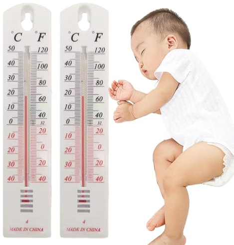 2 Termómetros De Pared Para Interiores Y Exteriores, Con Pantalla Grande Y Código De Colores, Fáciles De Leer Y Precisos Para Controlar La Temperatura En Casa, Jardín, Invernadero Y Almacén