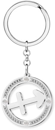 LONYOO Cadeaux Astrologie pour Femmes Filles Acier inoxydable Signes du Zodiaque Porte-clés Accessoires Constellation Cadeaux Horoscope Zodiaque Charms (Sagittaire)