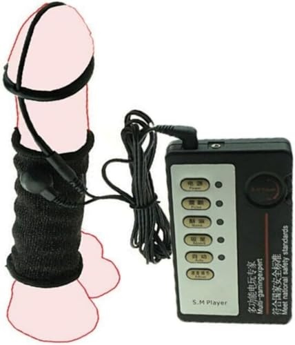 Electric Shock Enlargement Penis Sleeve Vibration Chastity Cage Penis Electric Shock Conductive Ring Play and Ball Stretcher Adult Male Ball Exercise Device for Men Sex Toys