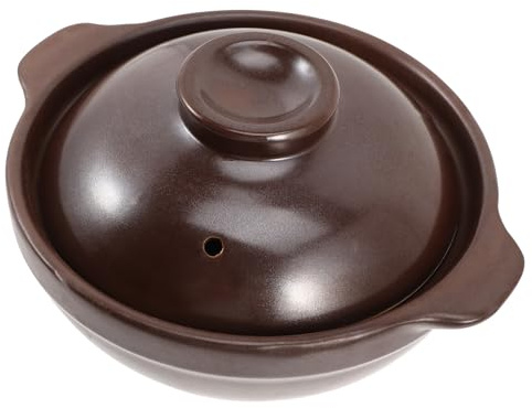 TOYANDONA Pentola in Terracotta Piccola con Coperchio Vaso in per Cucina Domestica e Ristorante per Stufati Zuppe e Noodles Design Ergonomico con Manici Laterali per Uso
