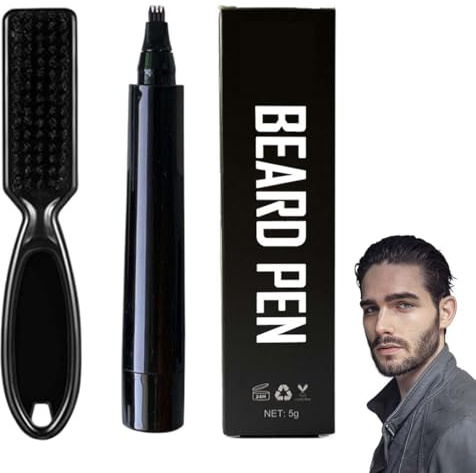 1 Set Kit Penna per Riempimento Barba, Matita per Barba e Pennello per Barba, Beard Filling Pen Kit, Impermeabile Lunga Durata Strumenti per Scolpire Barba E Modellare Le Sopracciglia