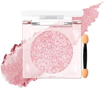 Prreal Glitter Eyeshadow, Shimmering Diamond Eyeshadow Palette | with Brush Applicator, Waterproof Eye Shadows Powder Highlighter Face Makeup Palette#03 Pink