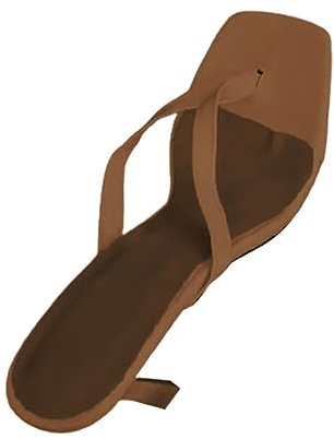 High Heel Flip Flops damer läder halkfria sandaletter bekväma öppna tår tåseparator avslappnade utomhussandaler med klack sandaler mjuka högklackade skor sommar sandaletter, kaki, 42 EU