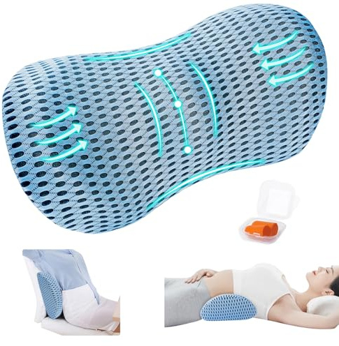 Kulamo Cojín Lumbar, Almohada de Apoyo para Cintura, Almohada Lumbar Dormir, Funda Lavable Extraíble, Cojín Lumbar de Espuma Viscoelástica para Cama, Sofá, Coche, Silla de Oficina