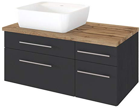 Waschtisch Badschrank Handwaschplatz Unterschrank Waschplatz Badmöbel Davos V Graphit/Grau-Matt