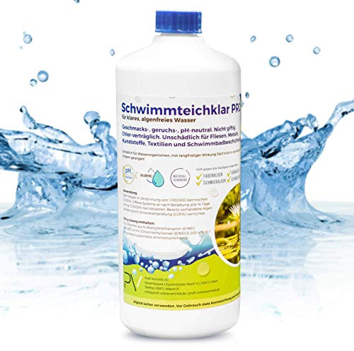 Profi-Vertrieb UG Schwimmteichklar PRO zuverlässiger Teichreiniger & Algenentferner I Wasserklärer Langanhaltend Pflanzenverträglich Chlorfrei I 1L hochkonzentrierter Algen-Killer Teich & Pool