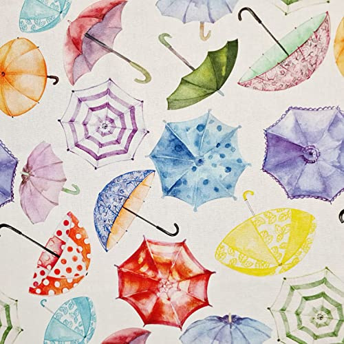 Stoff Baumwolle Meterware Regenschirm bunt Dekostoff Digitaldruck Aquarell