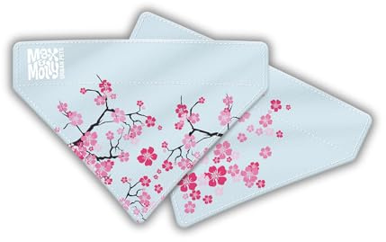 Max & Molly Wende-Halsband aus Stoff für Hunde & Katzen, weicher Stoff, ohne Binden, Kragenschieber durch obere Schlaufe (Cherry Bloom, Medium-Large)
