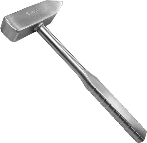 WEDO Martillo de cerrajero de acero inoxidable, martillo de ingeniero con mango plano, herramienta de hardware, martillo mecánico, protección contra la corrosión, resistente a la corrosión, 750 g