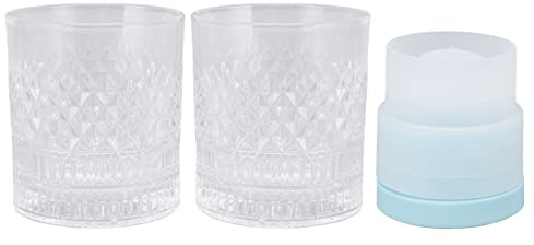 Verre à Whisky, 2 Grands Moules à Boules De Glace Ronds, Verres à L'ancienne Pour Verre à Whisky, Cocktail écossais, Ensemble De Moules à Glaçons Ronds Pour Whiskys, Boissons(UN)
