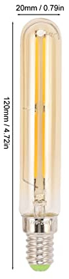 Tyenaza Confezione da 2 Lampadine a Filamento LED da 4 W T20 Tubolari, Lampadine Dimmerabili con Attacco Edison E14 Piccolo, 220-240V AC, 2700K Luce Bianca Calda 400LM