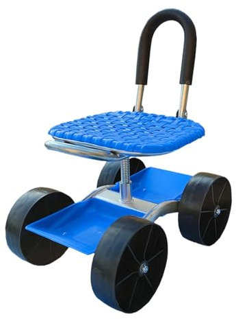 perfk Gartenwagen mit Rollsitz, Garten-Rollarbeitssitz, höhenverstellbarer Gartenhocker zum Unkrautjäten für zum Pflanzen von Rasen, 4 Räder