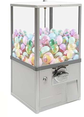 PASPRT Máquina expendedora Comercial de máquina de chicles de Caramelo, máquina dispensadora de Dulces, máquina de premios, máquina de Dulces para cápsulas Redondas (White)