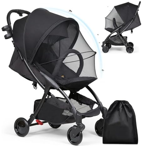 Mosquitera 2 en 1 para cochecito, protección solar, malla fina, protección ideal contra avispas y mosquitos