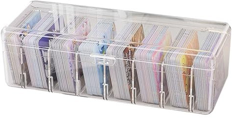 LdawyDE Karteikarten Box, 24,8 x 10 x 7,5 cm Karteikasten mit Abnehmbaren Trennbretter, Transparente Karteikartenbox mit Deckel für bis zu 700 Karten für Lernkarten, Visitenkarten, Notizen Karten