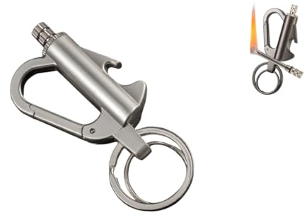 3-in-1Ewiges Streichholz Feuerzeug mit Schlüsselanhänger, Tragbares Wiederverwendbares multifunktionsmatch, Metall Streichhölzer, Flaschenöffner, Feuer Anlasser im Freien Notfall (Silber)