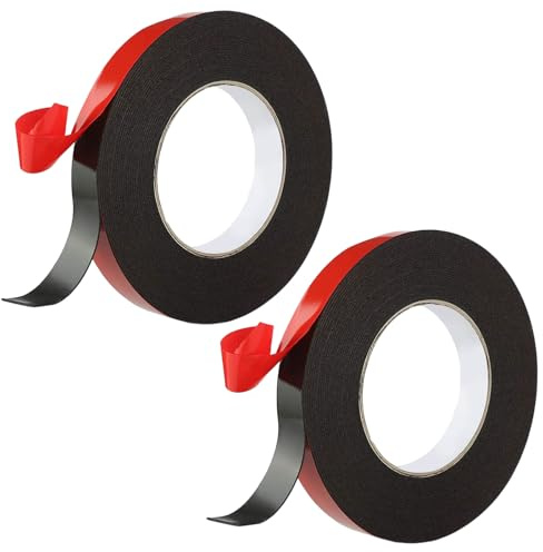Vauki 2 Rotoli di Nastro Biadesivo Extra Forte, Nastro di Montaggio per Esterni, Biadesivo Termoresistente, per Pareti, Auto, Strisce, Decorazioni per Casa e Ufficio (10 m × 25 mm)