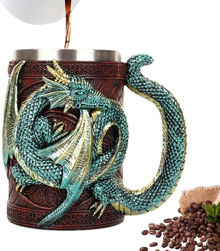 Medieval Mug - 3D Dragon Coffee Mug | Novelty Gothic Beer Steins Tankard, 568ml Stainless Steel Novelty Drink Cup for Tea, Coffee, Parties Hosting, Gothic Decoration