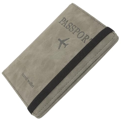 Angoily Rfid Blocking Passport Holder and Travel Document Wallet Pu Protective Cover with Multi-card Slots, Gray Travel Organizer for Men and Women