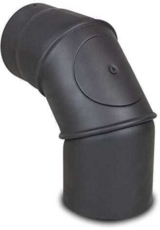 LANZZAS Rauchrohr Bogen 0° - 90° verstellbar mit Tür - im Durchmesser Ø 130 mm - Farbe: gussgrau - Ofenrohr/Knie-Bogen