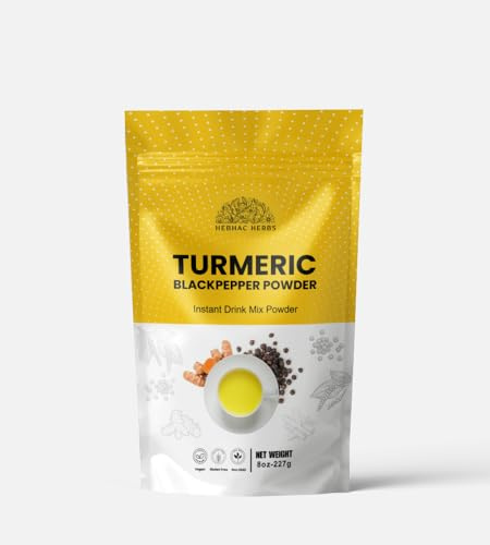 Turmeric Curcumin with Black Pepper Powder 227g (8oz) - Instant Drink Mix Powder Turmeric Curcumin