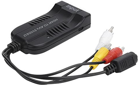 Dilwe Convertisseur Vidéo vers HDMI, Convertisseur Audio Vidéo 1080P, Convertisseur de Câble Audio Vidéo Composite HDMI vers Mâle pour Adaptateur AV/CVBS/S-vidéo