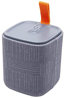 APM Tragbarer Bluetooth-Lautsprecher, Mini-Lautsprecher, kabellos, kompaktes Format, Lautsprecher in trendigem Design, bis zu 8 Stunden Akkulaufzeit, spritzwassergeschützt IPX4, Grau, 571077