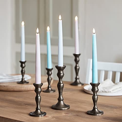 Lights4fun 6er Set LED TruGlow® Pastellfarbene Echtwachsüberzogen Stabkerzen mit Fernbedienung Timer Batteriebetriebene LED Kerzen Ostern Frühling Muttertagsgeschenk Kerze [Energieklasse A++]