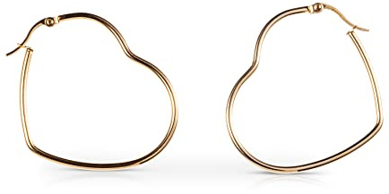 ZAVANA Pendientes de aro de corazón, pendientes de aro grandes de oro, aros de corazón grandes inusuales en chapado en oro con bolsa de joyería Para mujer Dorado